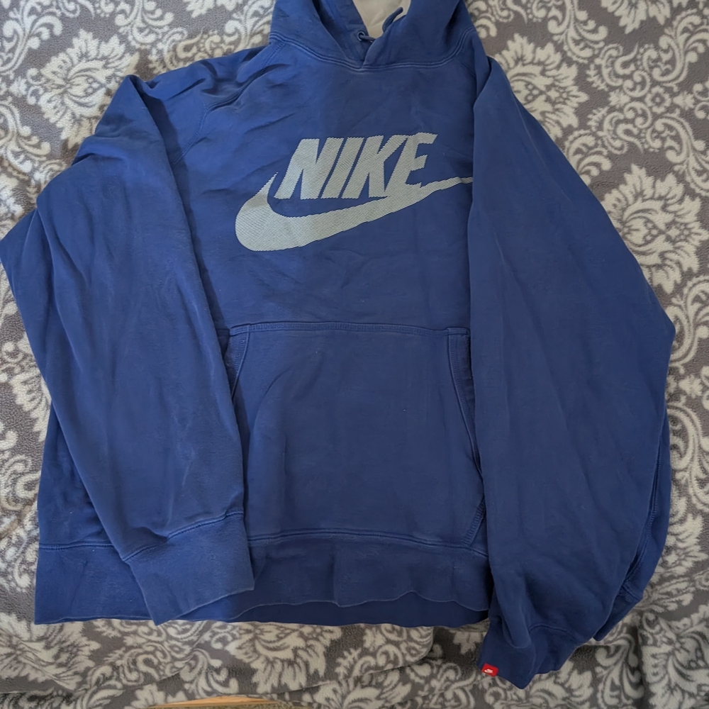 Nike Men's Blue Hoodie with Logo